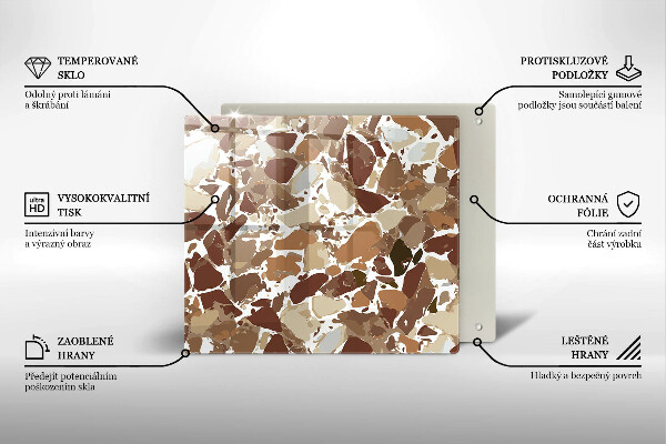 Steklena podloga za rezanje Kamnite dekorativne madeže