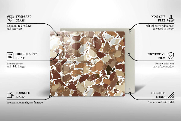 Steklena podloga za rezanje Kamnite dekorativne madeže