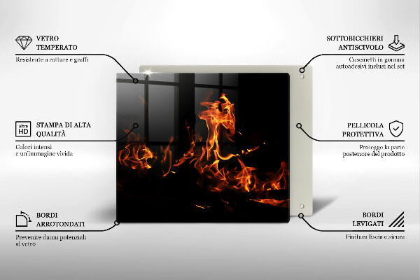 Steklena podloga za rezanje Prižgi živi plamen