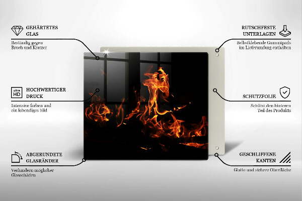 Steklena podloga za rezanje Prižgi živi plamen