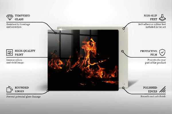 Steklena podloga za rezanje Prižgi živi plamen