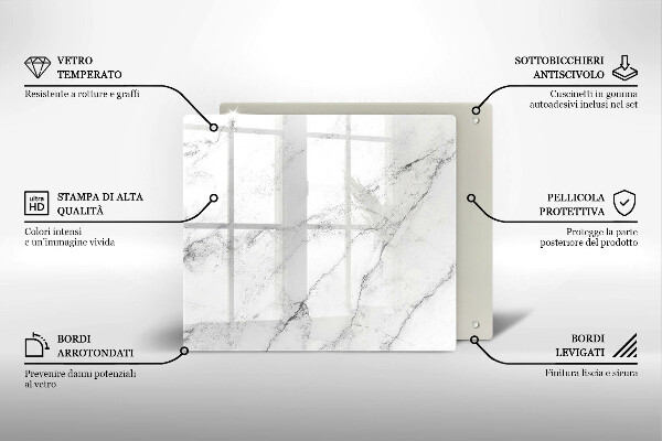 Steklena podloga za rezanje Elegantna tekstura marmorja