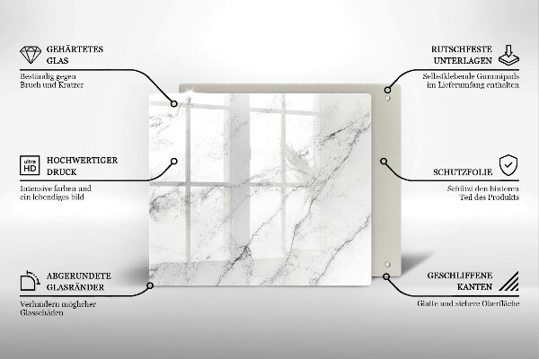 Steklena podloga za rezanje Elegantna tekstura marmorja