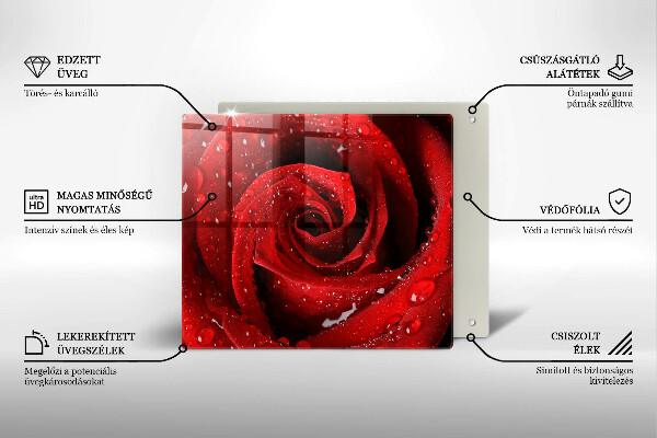 Steklena podloga za rezanje Cvetni listi vrtnice