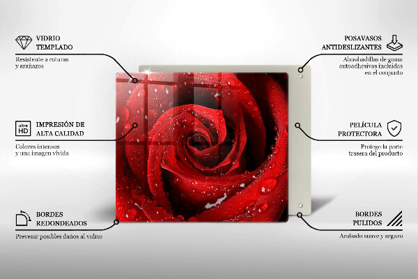 Steklena podloga za rezanje Cvetni listi vrtnice