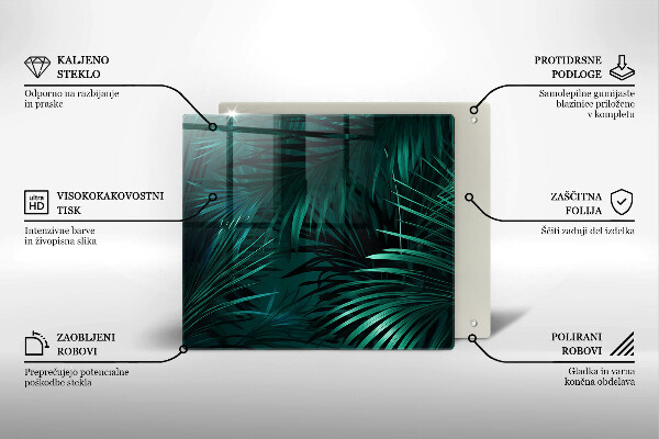 Steklena podloga za rezanje Listi divje džungle