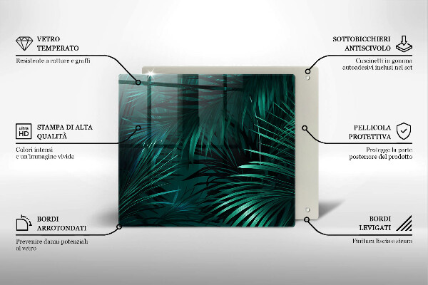 Steklena podloga za rezanje Listi divje džungle