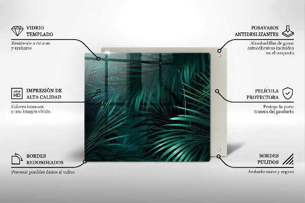 Steklena podloga za rezanje Listi divje džungle