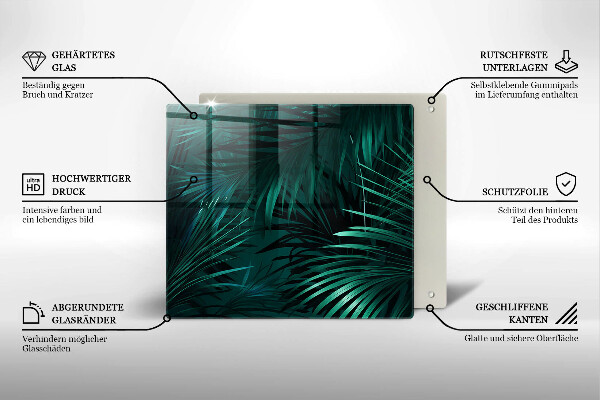 Steklena podloga za rezanje Listi divje džungle