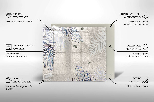 Steklena podloga za rezanje Subtilni listi