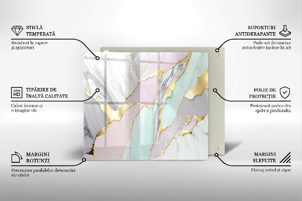 Steklena podloga za rezanje Pastelni marmor