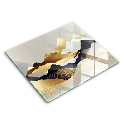 Steklena podloga za rezanje Abstraktne zlate gore