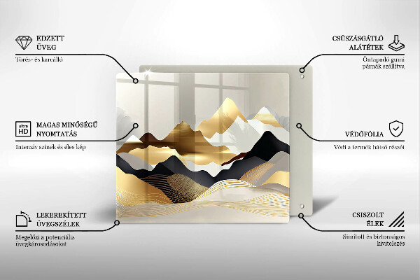 Steklena podloga za rezanje Abstraktne zlate gore