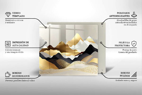 Steklena podloga za rezanje Abstraktne zlate gore