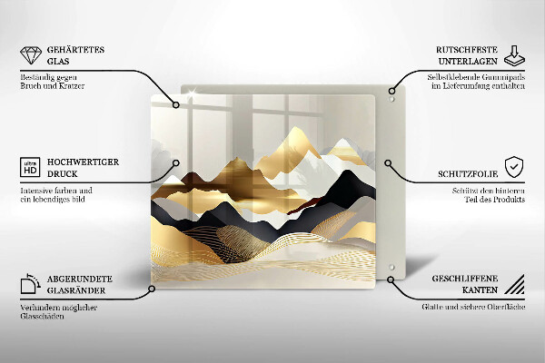 Steklena podloga za rezanje Abstraktne zlate gore