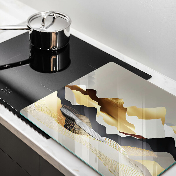 Steklena podloga za rezanje Abstraktne zlate gore