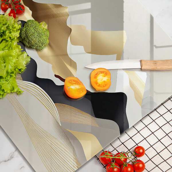 Steklena podloga za rezanje Abstraktne zlate gore