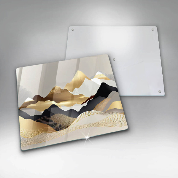 Steklena podloga za rezanje Abstraktne zlate gore