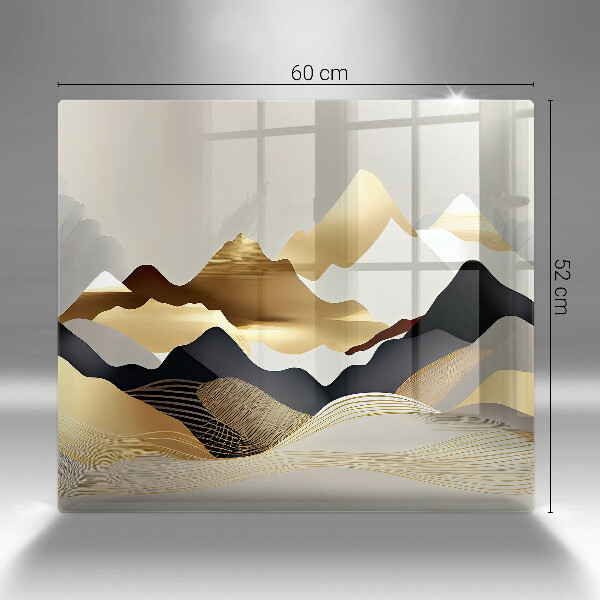 Steklena podloga za rezanje Abstraktne zlate gore