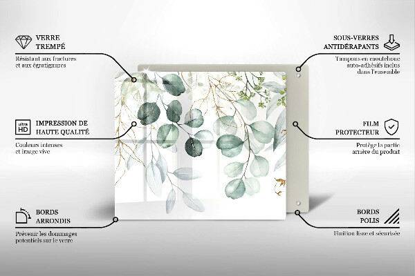 Steklena podloga za rezanje Poslikane rastline