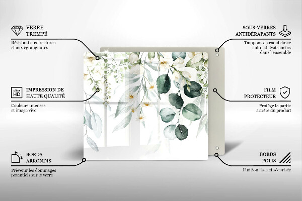 Steklena podloga za rezanje Akvarelne rastline