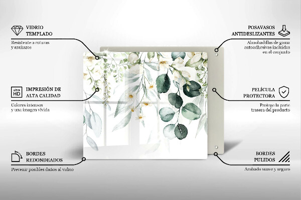 Steklena podloga za rezanje Akvarelne rastline