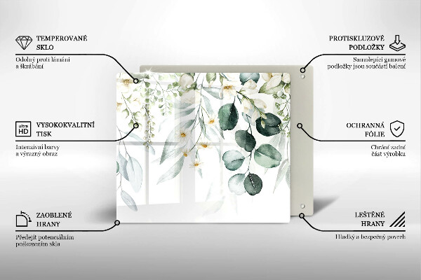 Steklena podloga za rezanje Akvarelne rastline