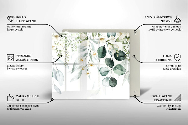 Steklena podloga za rezanje Akvarelne rastline