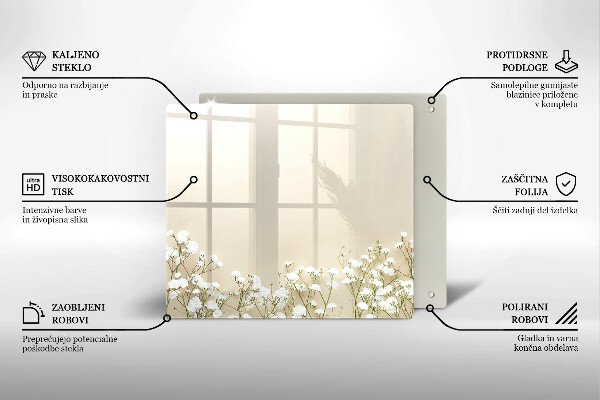 Steklena podloga za rezanje Boho rože iz mavca