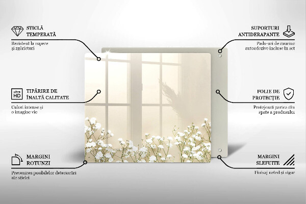 Steklena podloga za rezanje Boho rože iz mavca