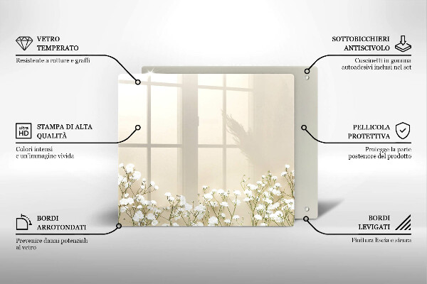 Steklena podloga za rezanje Boho rože iz mavca