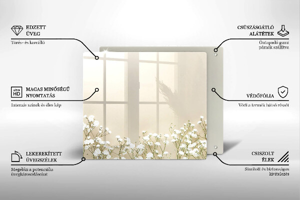 Steklena podloga za rezanje Boho rože iz mavca