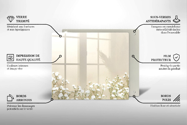 Steklena podloga za rezanje Boho rože iz mavca