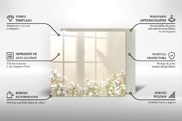 Steklena podloga za rezanje Boho rože iz mavca