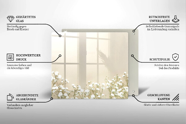 Steklena podloga za rezanje Boho rože iz mavca