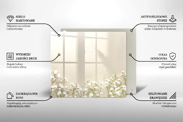 Steklena podloga za rezanje Boho rože iz mavca