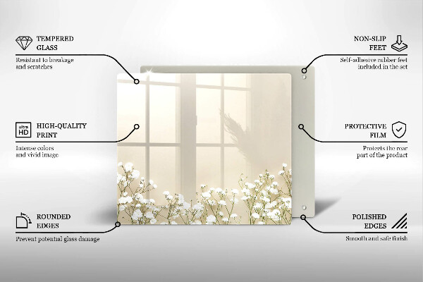 Steklena podloga za rezanje Boho rože iz mavca