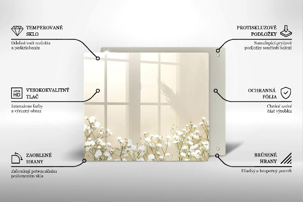 Steklena podloga za rezanje Boho rože iz mavca