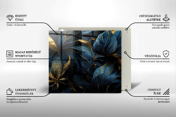 Steklena podloga za rezanje Okrasni listi z zlatom