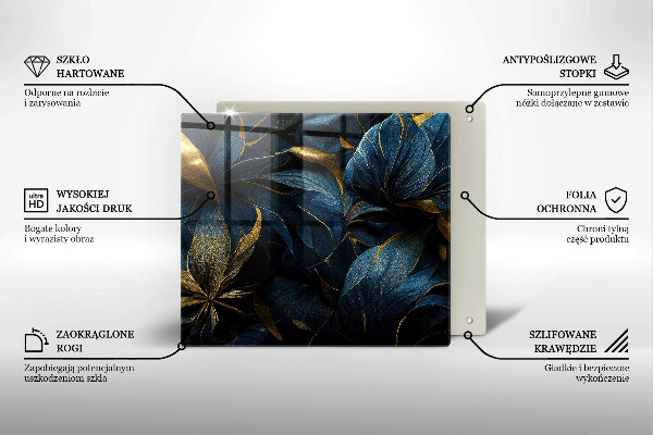 Steklena podloga za rezanje Okrasni listi z zlatom