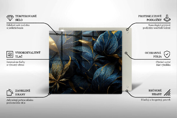 Steklena podloga za rezanje Okrasni listi z zlatom