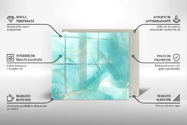 Steklena podloga za rezanje Modra in zlata abstrakcija
