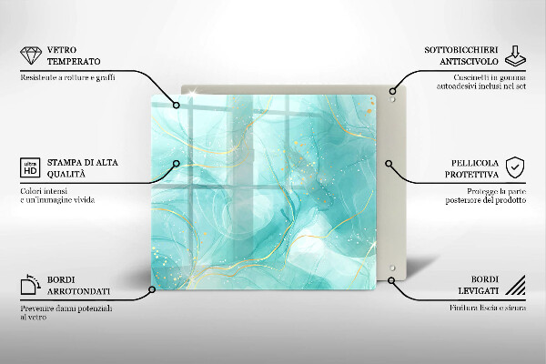 Steklena podloga za rezanje Modra in zlata abstrakcija