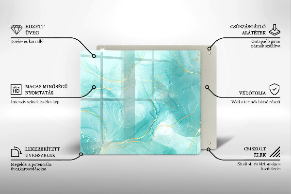 Steklena podloga za rezanje Modra in zlata abstrakcija