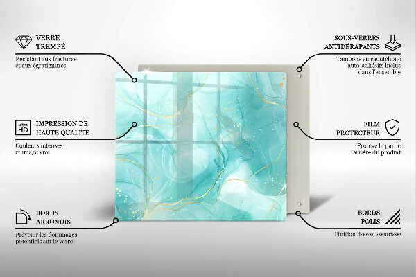 Steklena podloga za rezanje Modra in zlata abstrakcija