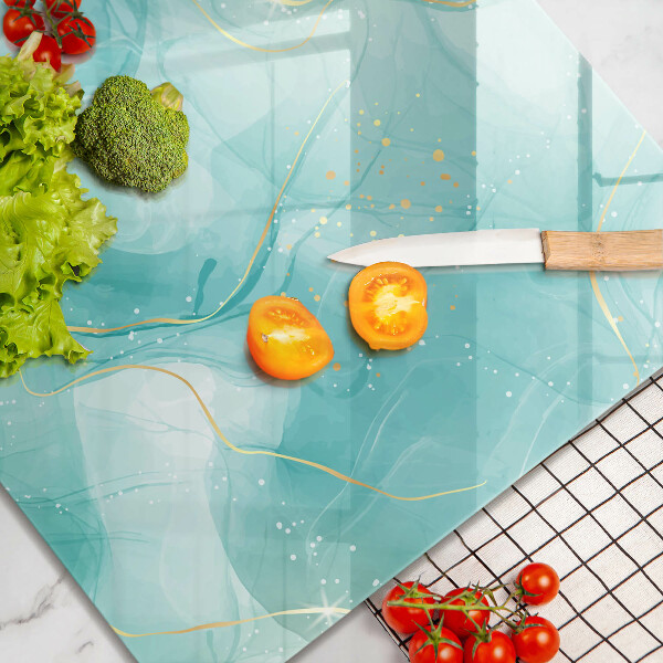 Steklena podloga za rezanje Modra in zlata abstrakcija