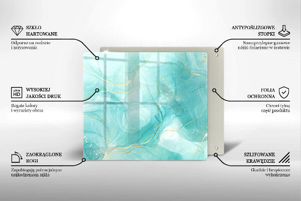 Steklena podloga za rezanje Modra in zlata abstrakcija