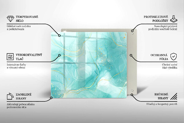 Steklena podloga za rezanje Modra in zlata abstrakcija