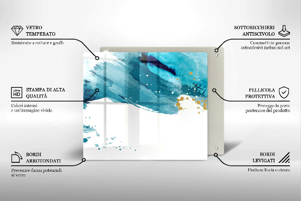 Steklena podloga za rezanje Modre lise