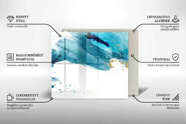 Steklena podloga za rezanje Modre lise